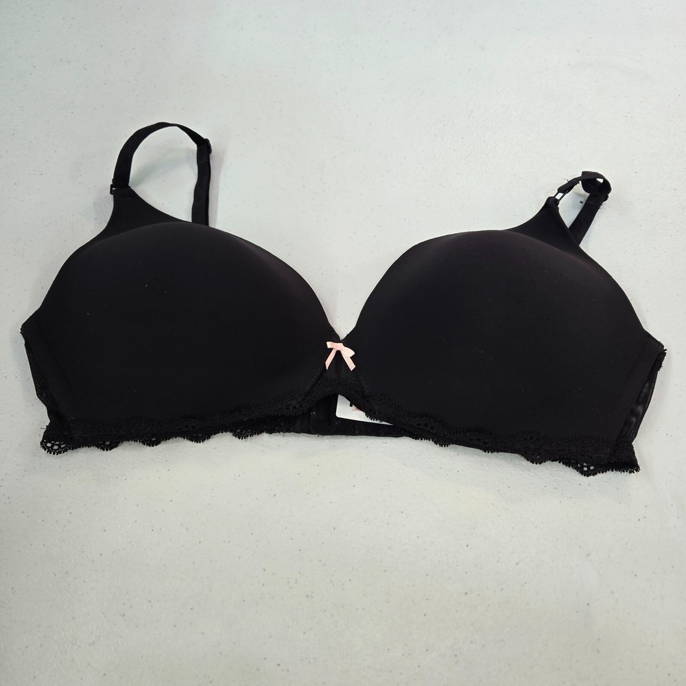 VINTAGE Victoria Secret Angels Women Bra 34D‎ Black No Wire Lace Trim